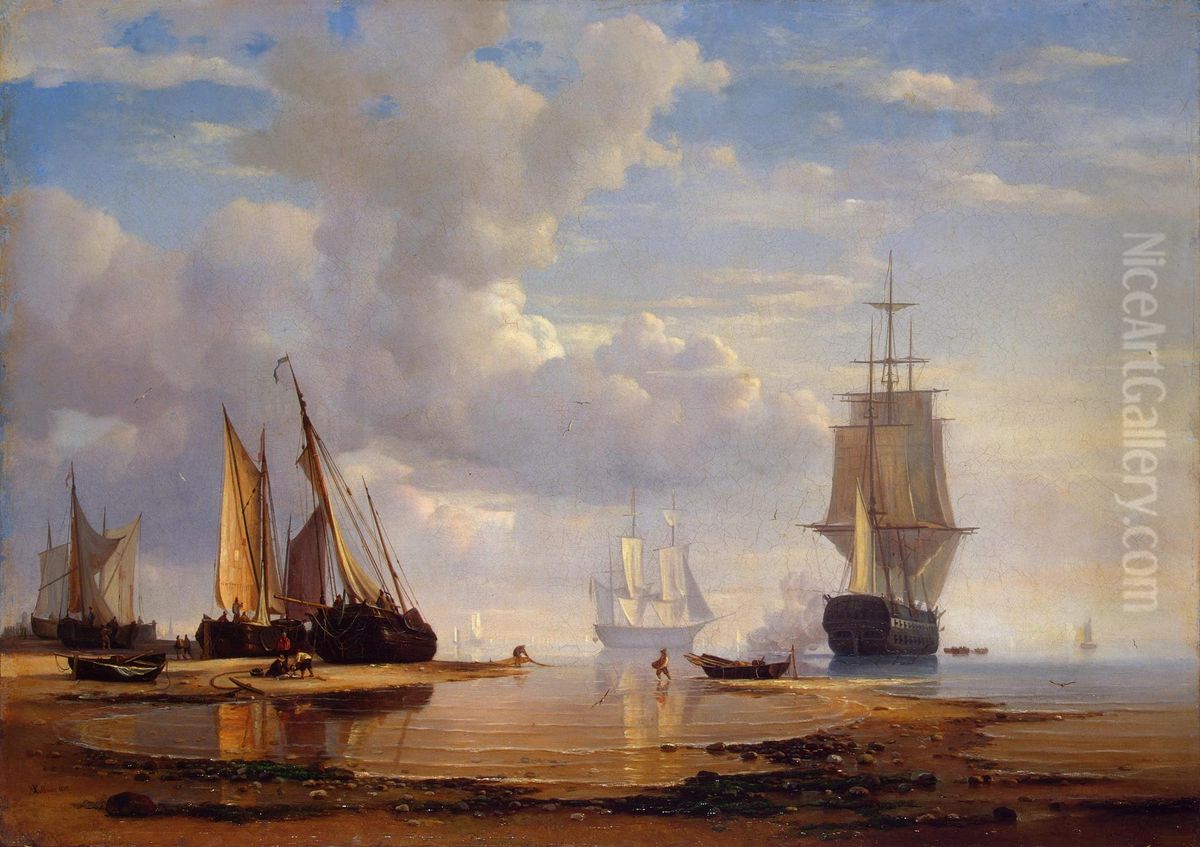 Seascape Oil Painting by Adolph Friedrich Vollmer