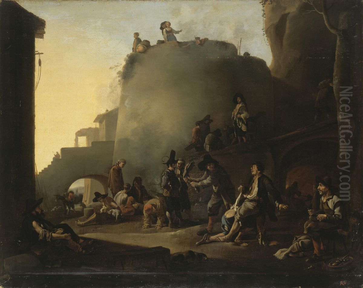 Scene from the Life of Tramps (Lazzaroni) Oil Painting by Jan Miel