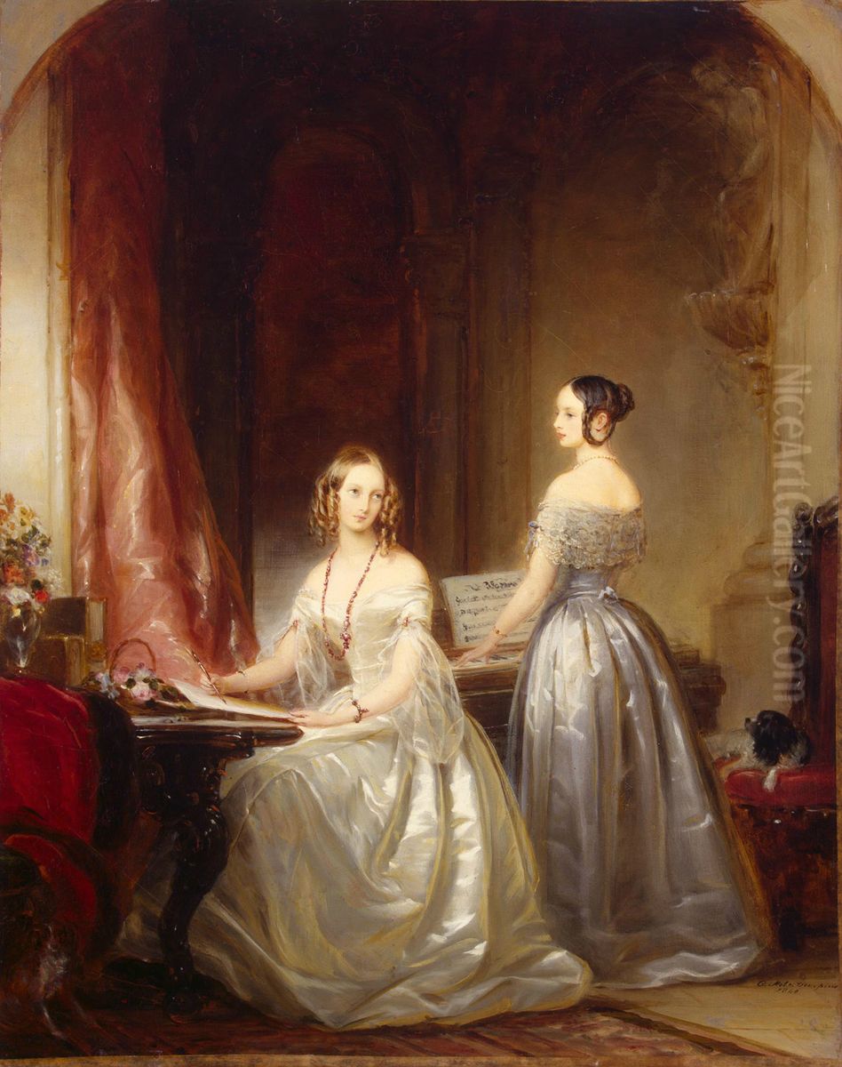 Portrait of Grand Princesses Olga Nikolayevna and Alexandra Nikolayevna Oil Painting by Christina Robertson