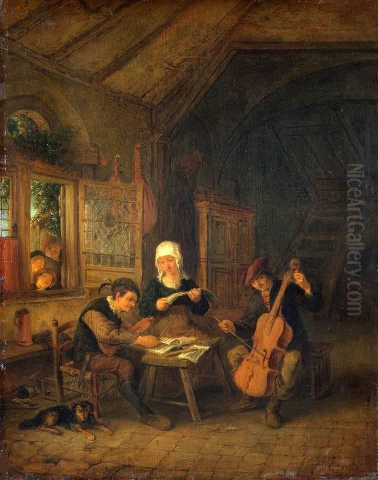 Village Musicians Oil Painting by Adriaen van Ostade