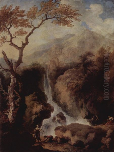 Wasserfalle in der Umgebung Roms Oil Painting by Christian Wilhelm Ernst Dietrich