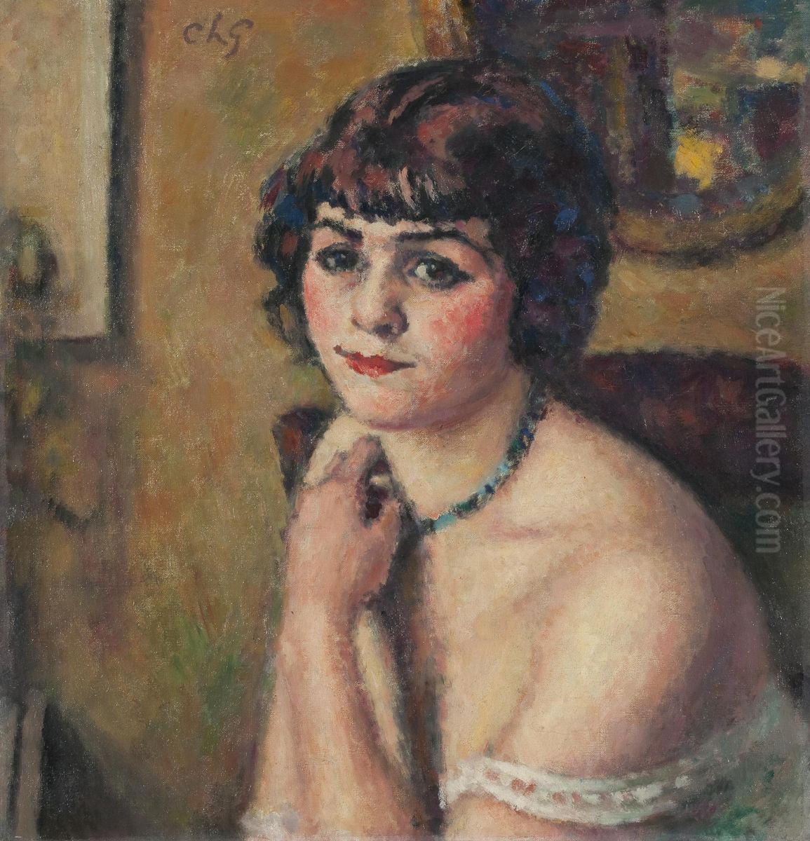 Portrait of a Young Lady Oil Painting by Charles-Francois-Prosper Guerin