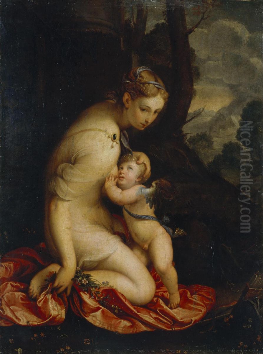 Venus Sucking Cupid Oil Painting by Lavinia Fontana