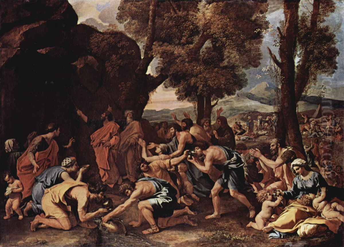 Moses schlagt Wasser aus dem Felsen Oil Painting by Nicolas Poussin