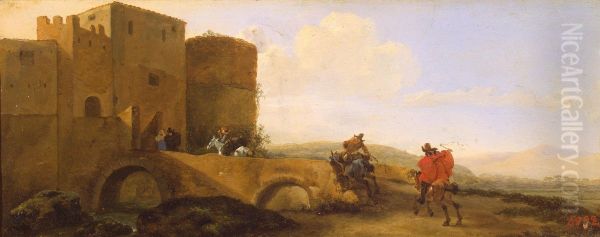 Riders Gallopping towards the Gates of the Fortress Oil Painting by Jan Asselijn