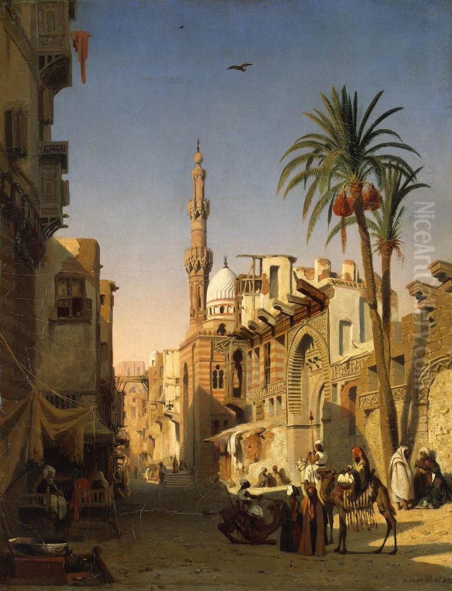 Ezbekiyah Street in Cairo Oil Painting by Prosper Marilhat