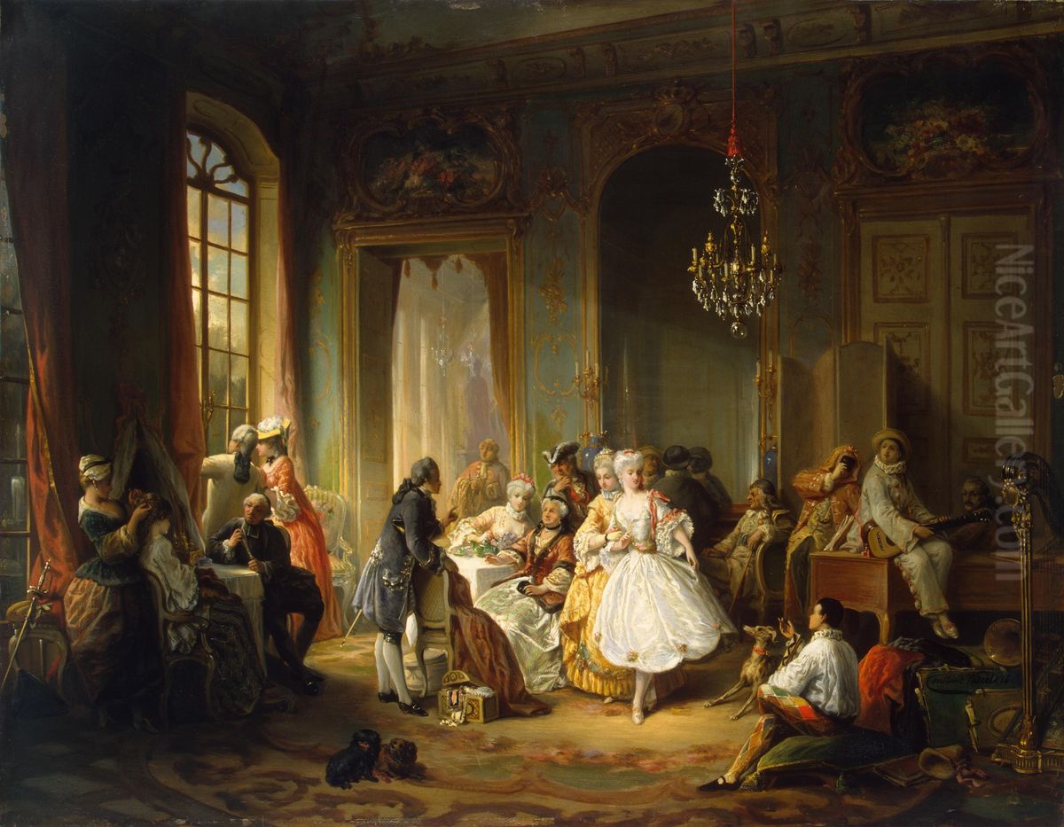 Actors Before a Performance Oil Painting by Constant Wauters