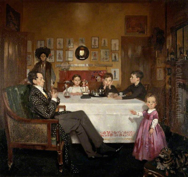 A Bloomsbury Family Oil Painting by William Orpen