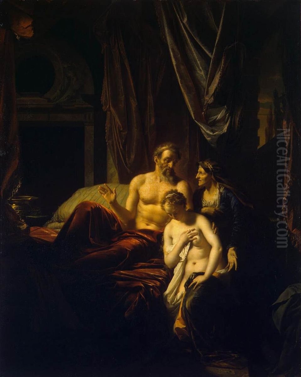 Sarah Bringing Hagar to Abraham Oil Painting by Adriaen Van Der Werff