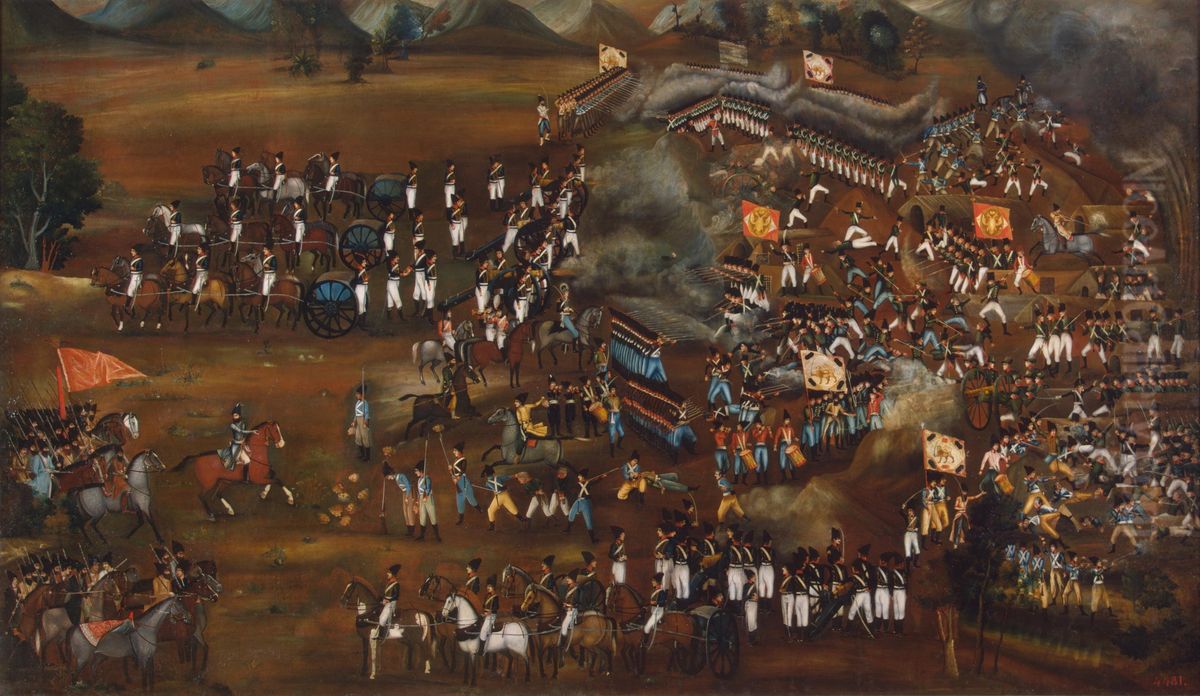 Battle Between Persians and Russians Oil Painting by unknown