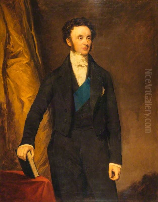 Walter Francis Scott, 5th Duke of Buccleuch and 7th Duke of Queensberry, 1806 - 1884. Lord Privy Seal Oil Painting by Frederick Richard Say