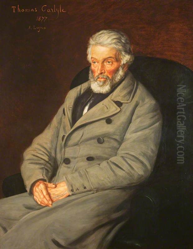 Thomas Carlyle, 1795 - 1881. Historian and essayist Oil Painting by Alphonse Legros