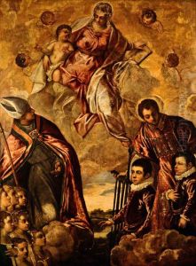 Saint Lawrence and a Bishop Saint with a Group of Children interceding with the Virgin and Child