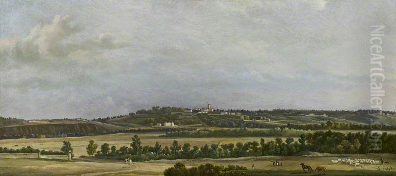 The Heights of Sannois Seen from the Plain of Argenteuil Oil Painting by Jean-Joseph-Xavier Bidauld