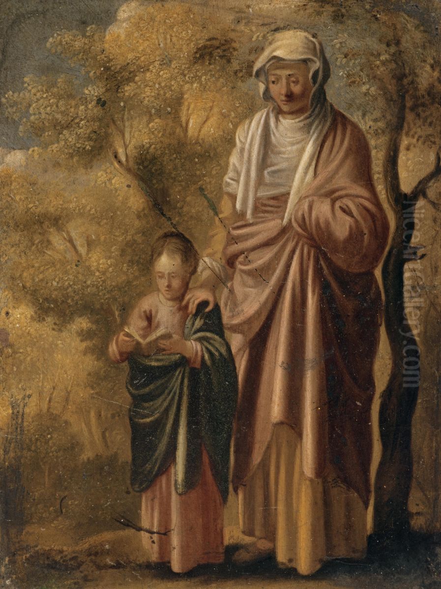 Die jugendliche Jungfrau Maria mit der heiligen Anna Oil Painting by Adam Elsheimer