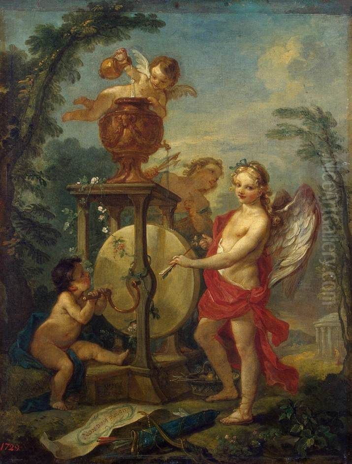 Cupid Sharpening an Arrow Oil Painting by Charles-Joseph Natoire