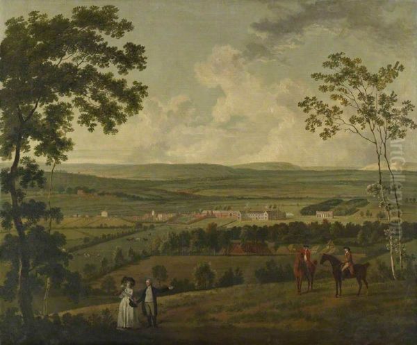 A prospect of Southwick Park with the Norton family in the Foreground Oil Painting by Sawrey Gilpin