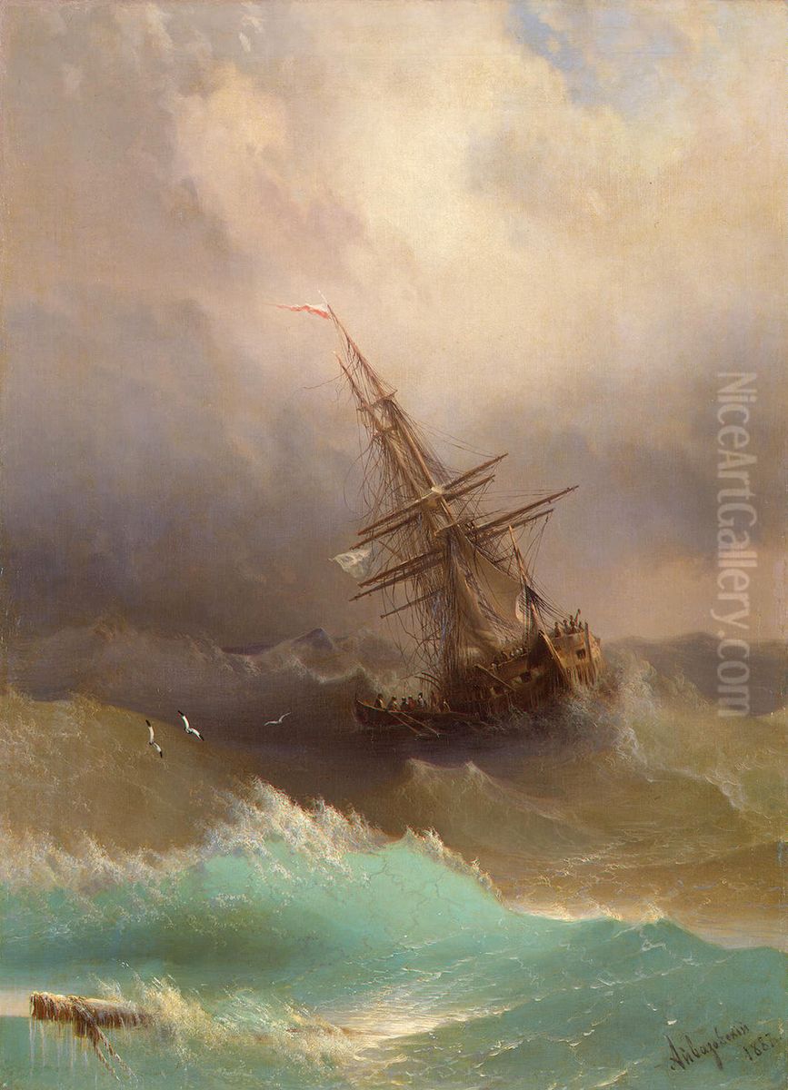 Ship in the Stormy Sea Oil Painting by Ivan Aivazovsky Ship in the Stormy Sea Oil Painting by Ivan Aivazovsky