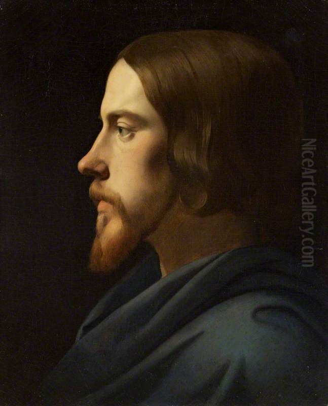Study for the Head of Christ for La Madeleine, Paris (Portrait of Eugene Buttura) Oil Painting by Paul Delaroche