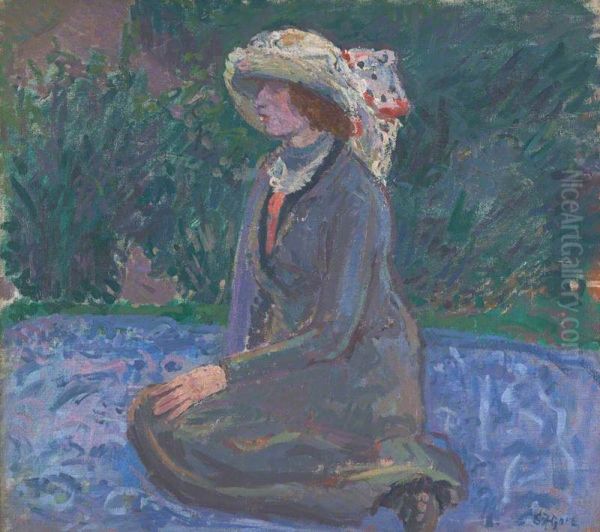 Mrs Spencer Frederick Gore in the Garden of Rowlandson House Oil Painting by Spencer Gore
