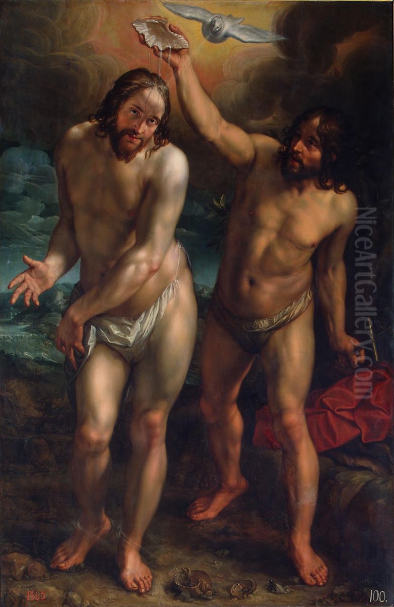 The Baptism Oil Painting by Goltzius Hendrick