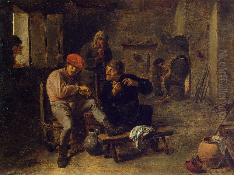 In een taverne (de vioolspeler) Oil Painting by Adriaen Brouwer