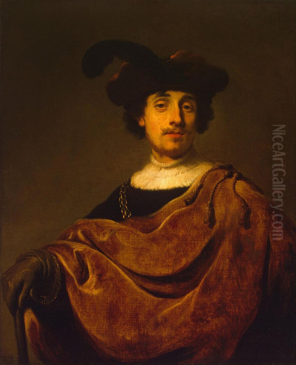 Portrait of a Young Man with a Beret with Feather Oil Painting by Jacob Adriaensz Backer