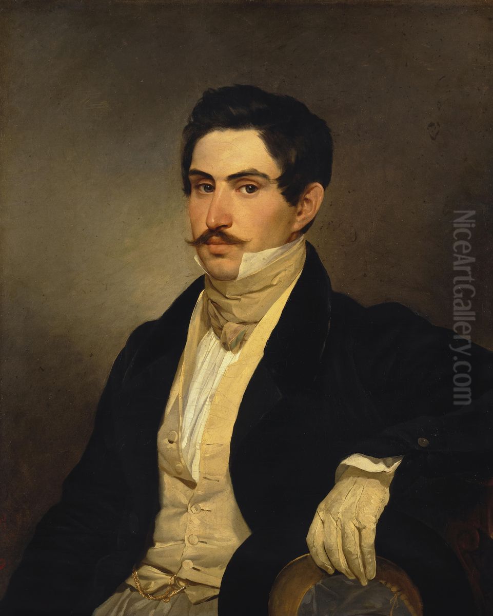 Portrait of Retired Lieutenant N.A. Okhotnikov Oil Painting by Karl Bryullov