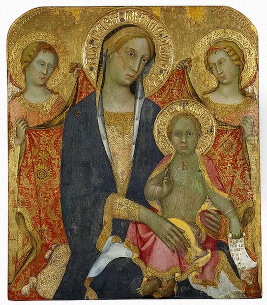 Madonna with Child and Two Angels Oil Painting by Paolo Di Giovanni Fei