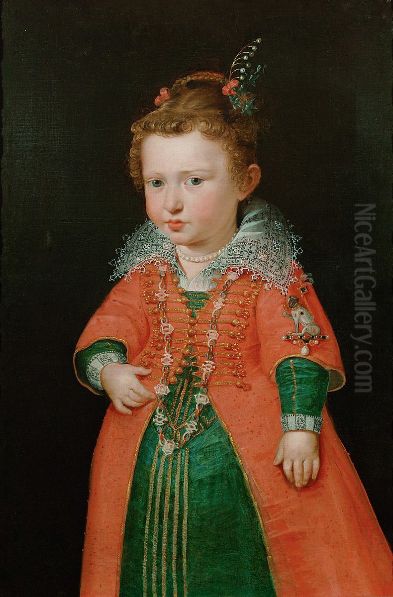 Eleonore von Gonzaga (1598-1655), Kaiserin, im Alter von zwei Jahren, Kniestuck Oil Painting by (studio of) Rubens, Peter Paul