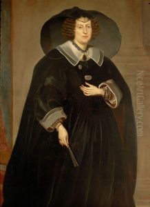 Claudia de' Medici (1604-1648), Erzherzogin, in Witwentracht, Kniestuck