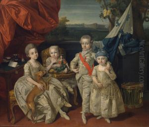 Prinz Ludwig von Parma (1773-1803) mit seinen drei altesten Geschwistern Karoline (1770-1804), Marie Antonie (1774-1841) und Charlotte (1777-1813)