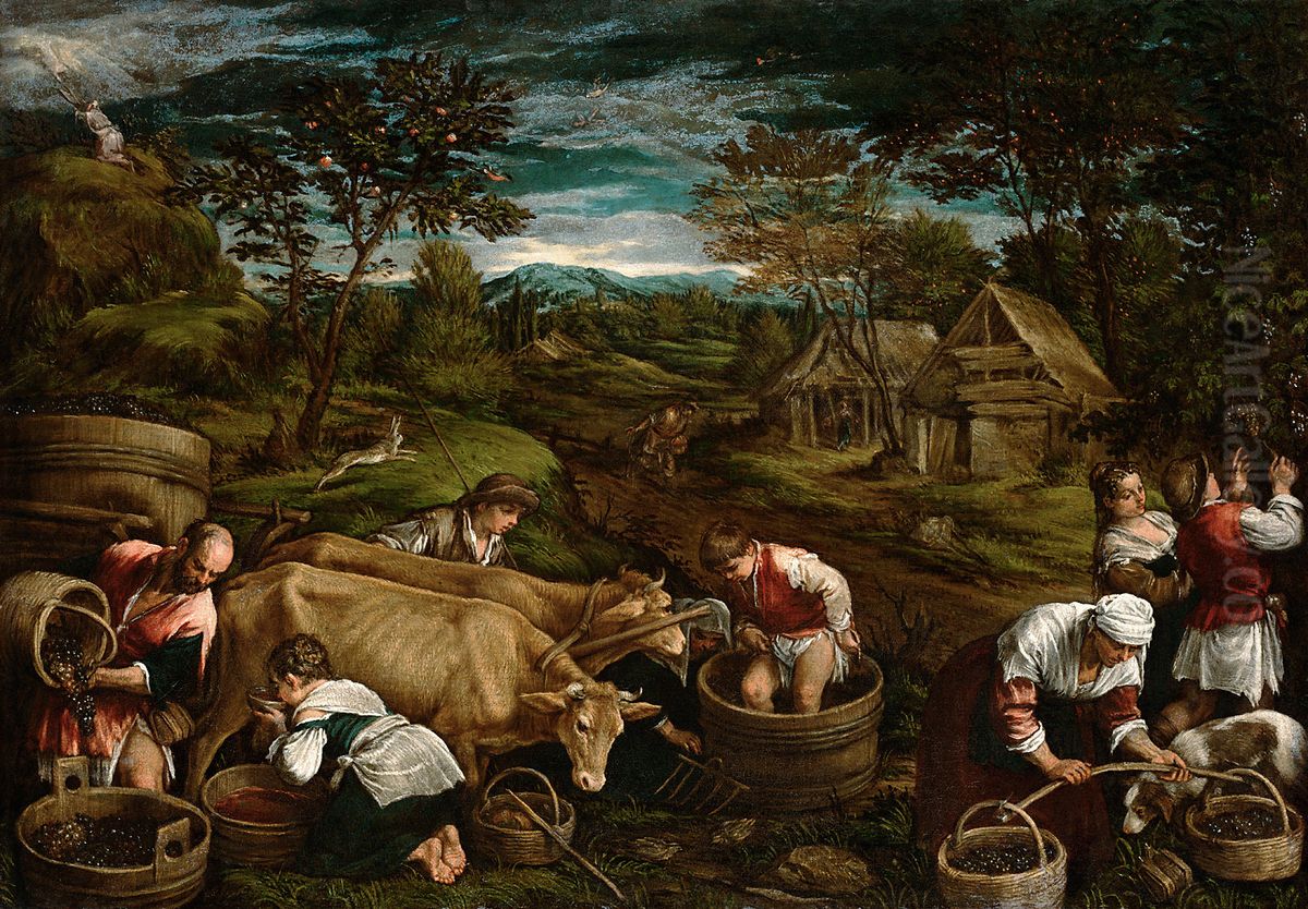 Autumn with Moses receiving the Ten Commandments Oil Painting by Francesco Bassano the Younger