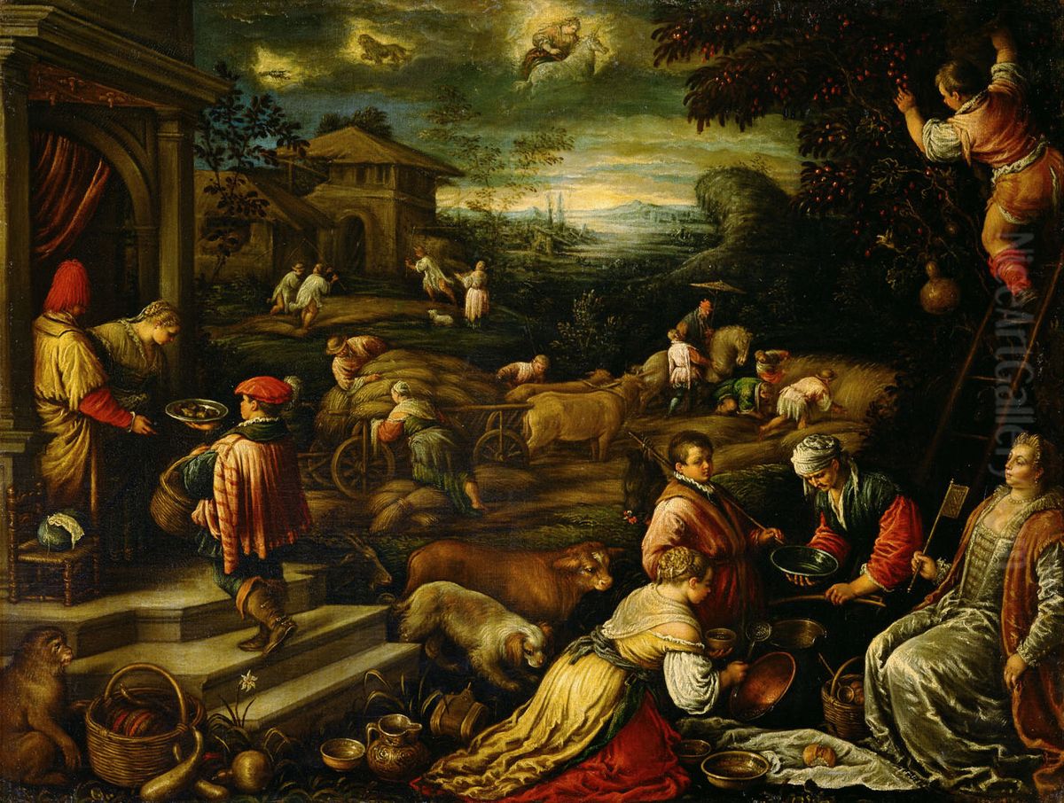 Summer (June, July, August) Oil Painting by Francesco Bassano the Younger