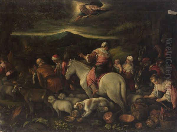 Aufbruch Abrahams ins gelobte Land Oil Painting by Leandro Bassano
