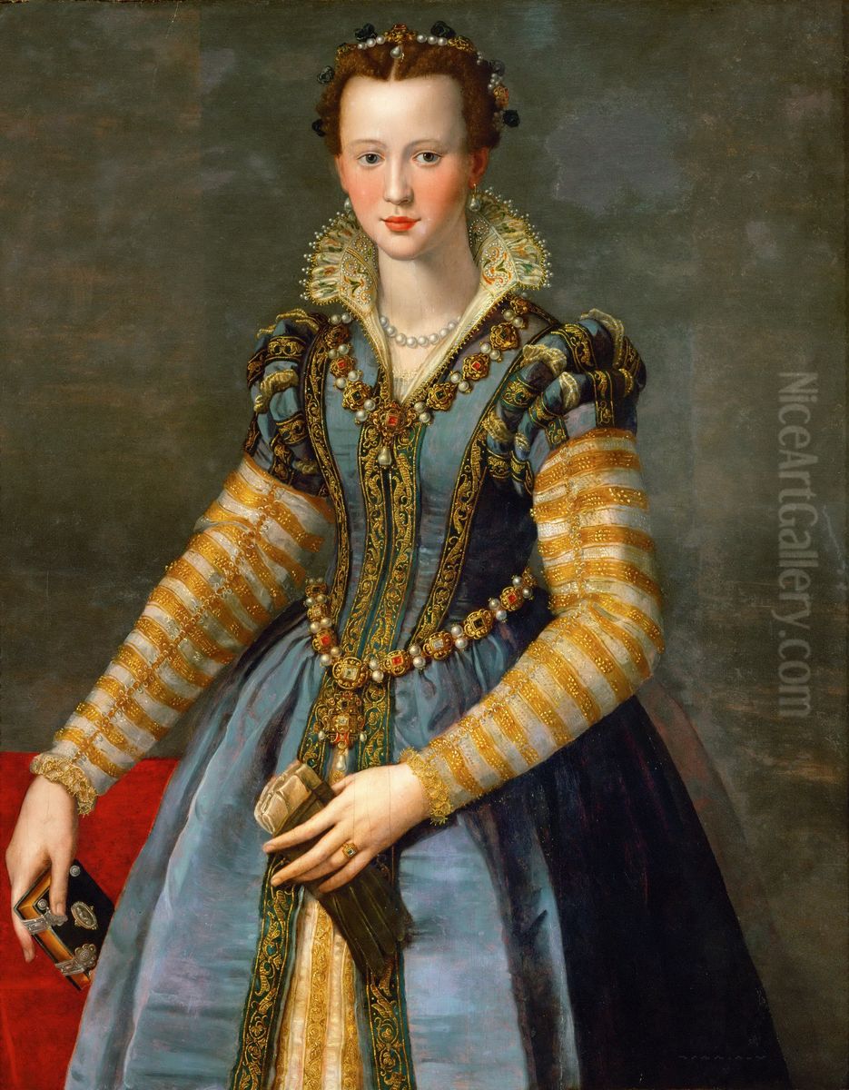 Portrait of a lady, traditionally identified as Maria de' Medici Oil Painting by Alessandro Allori