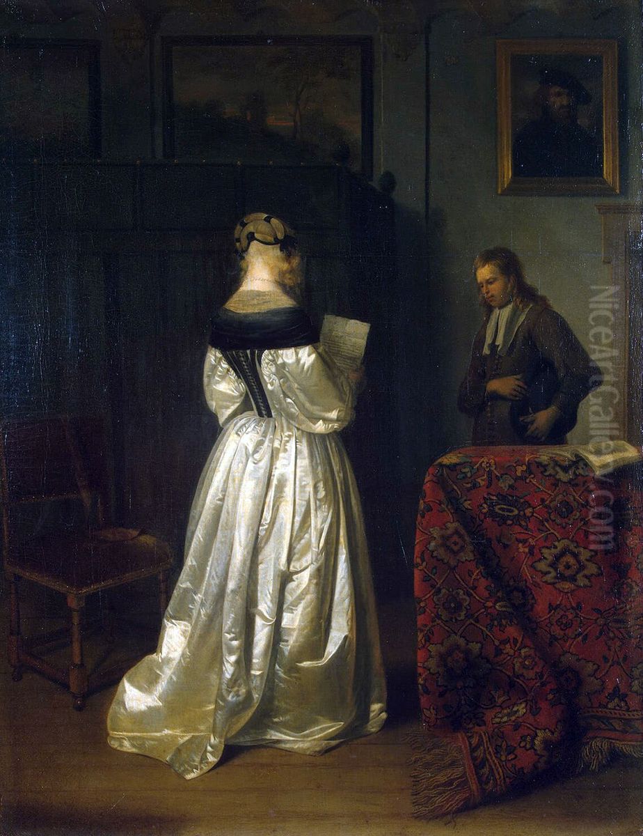 Le Messager Oil Painting by Gerard Ter Borch