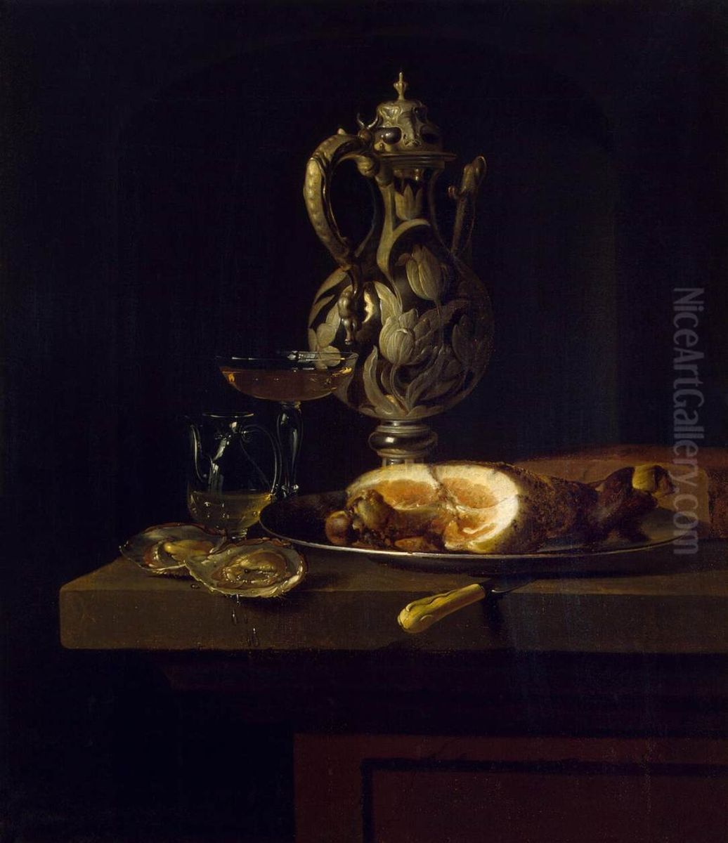 Breakfast with Ham Oil Painting by Simon Luttichuys