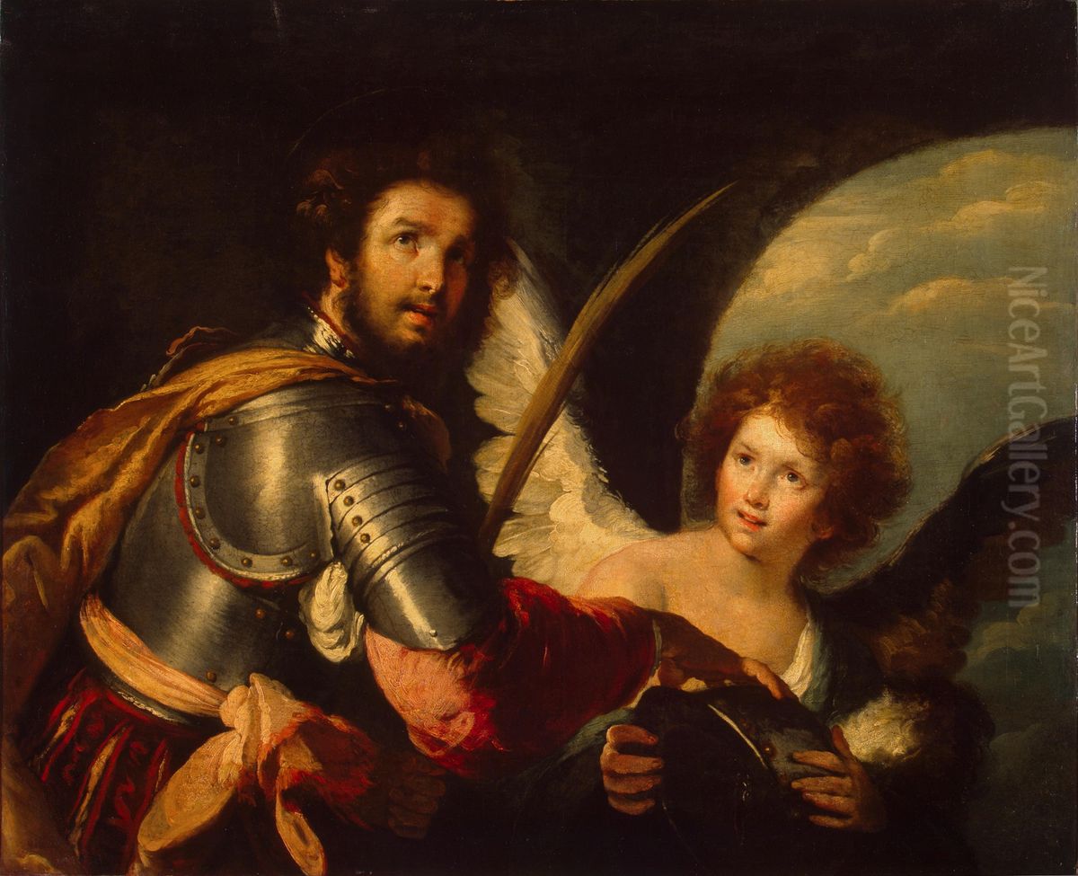 St Secundus and the Angel Oil Painting by Bernardo Strozzi