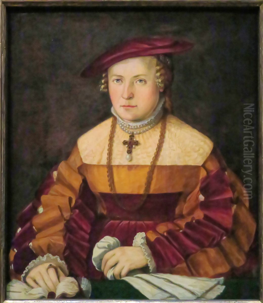 Portrait of the wife of Ulrich Ehinger, Ursula Meuting Oil Painting by Christoph Amberger
