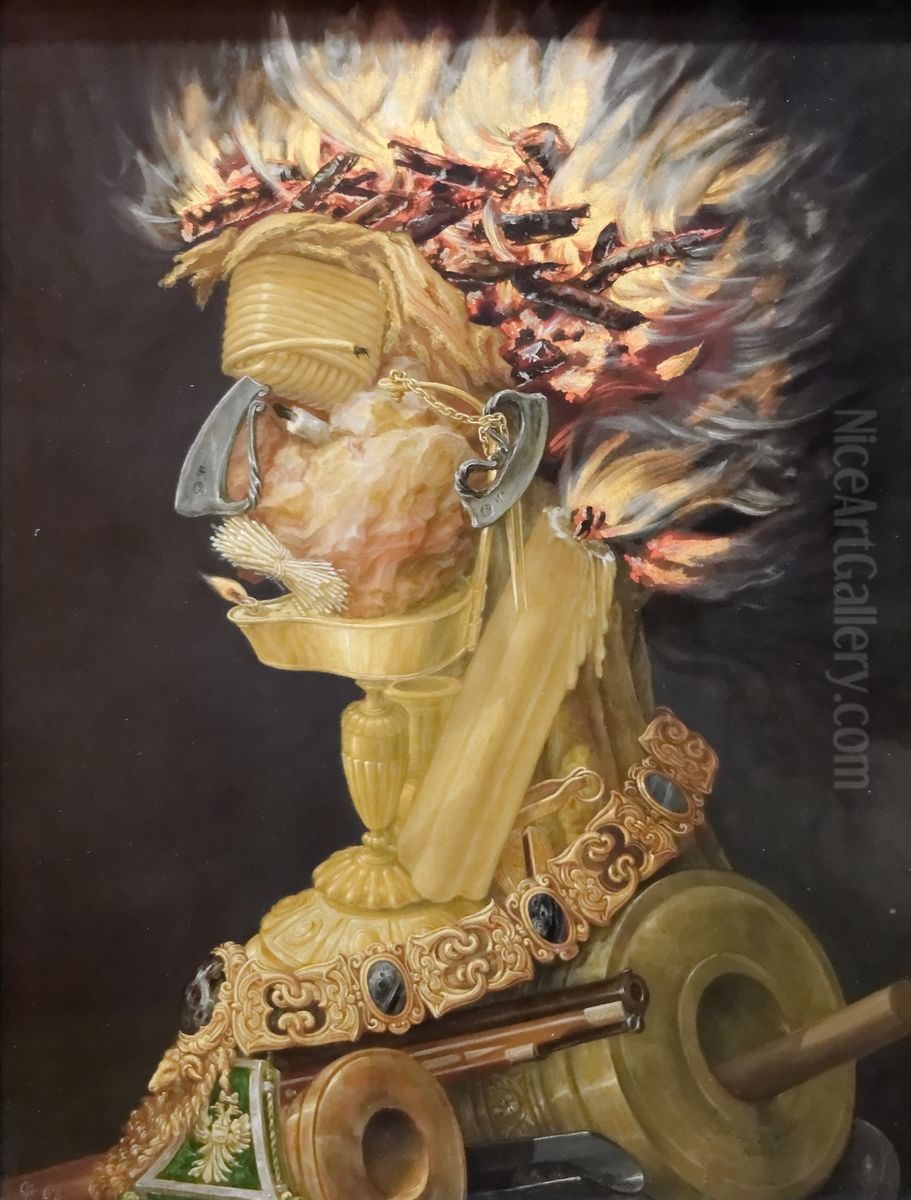 Feuer Oil Painting by Giuseppe Arcimboldo