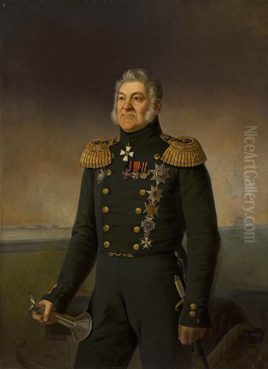 Portrait of Admiral Login Heiden Oil Painting by Georg von Bothmann