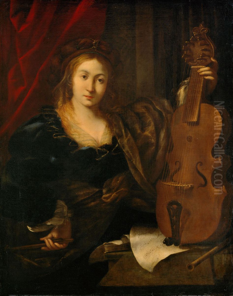 Young woman with a lira da gamba Oil Painting by Ferdinand Bol