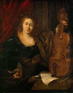 Young woman with a lira da gamba