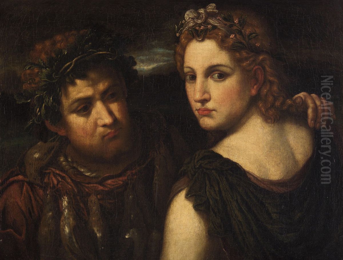 Nymphe und Jager Oil Painting by Paris Bordone