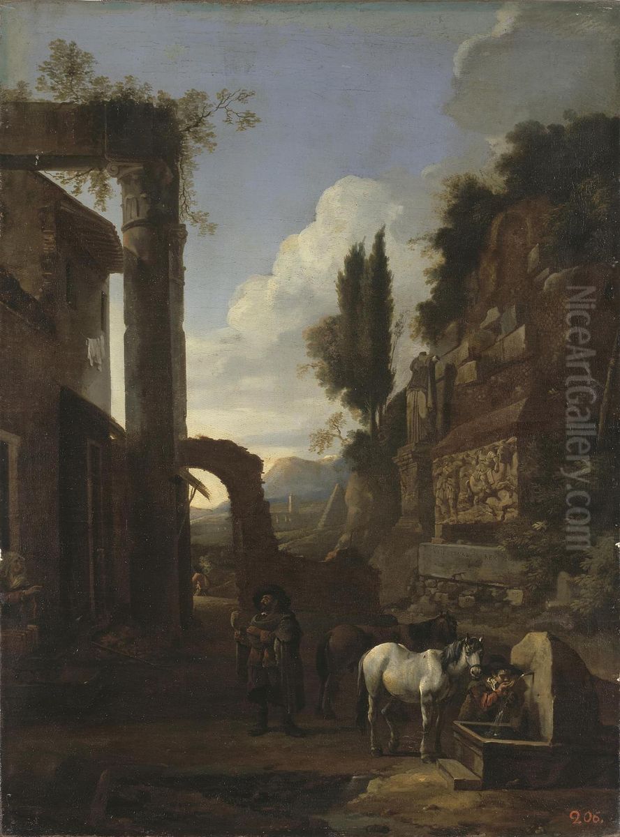 Road in the Roman Campagna Oil Painting by Jan Miel