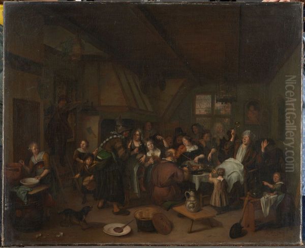Bohnenfest Oil Painting by Richard Brakenburgh