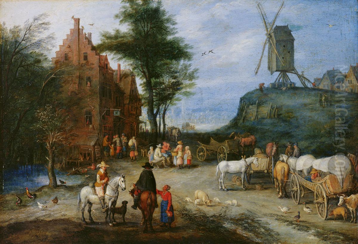 Village street Oil Painting by Jan Brughel
