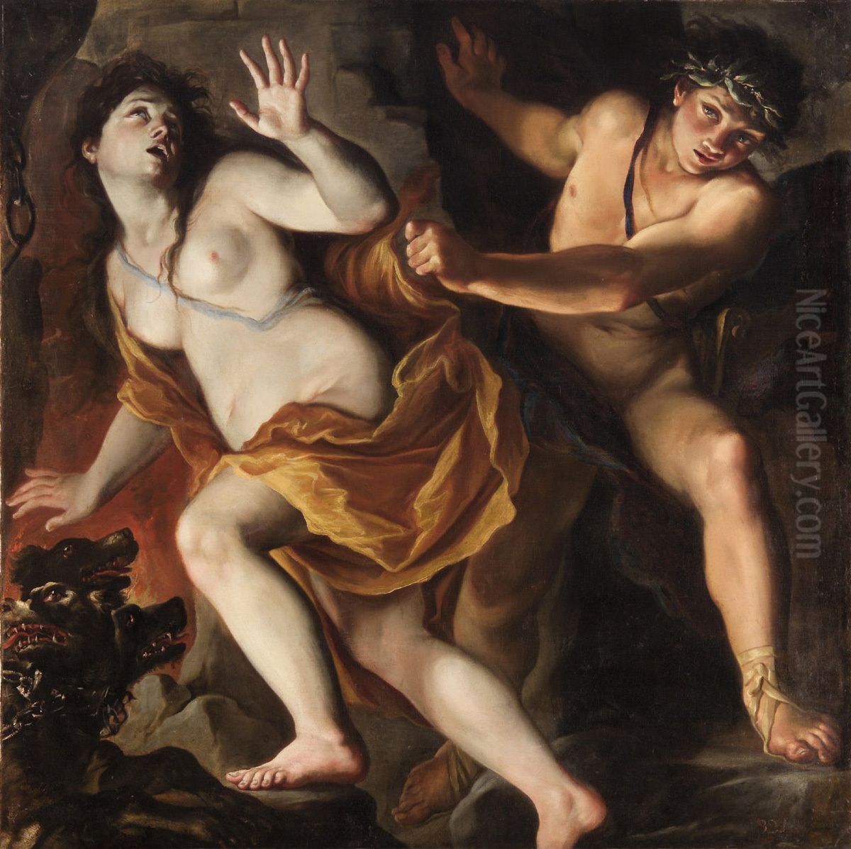 Orpheus  and  Eurydike Oil Painting by Giovanni Antonio Burrini