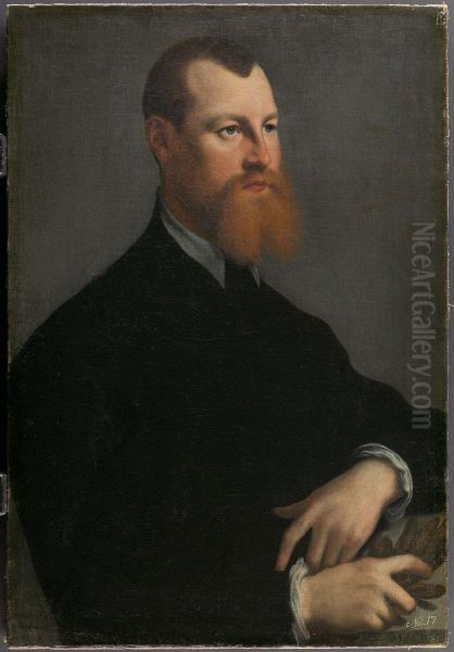 Bildnis eines rotbartigen Mannes Oil Painting by Jan van Calcar